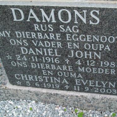 DAMONS Daniel John 1916-1988 &amp; Christina Evelyn 1919-2003