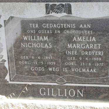 GILLION William Nicholas 1897-1959 &amp; Amelia Margaret DREYER 1889-1977