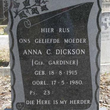 DICKSON Anna C. nee GARDINER 1915-1980