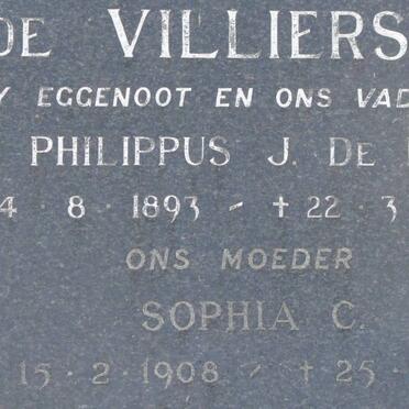 VILLIERS Philippus J. De B., de 1893-1966 &amp; Sophia C. 1908-1979