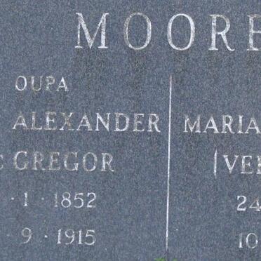 MOORE John Alexander McGregor 1852-1915 &amp; Maria Hendrina VERMEULEN 1855-1930