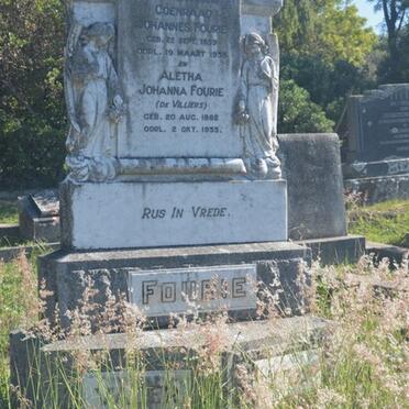 FOURIE Coenraad Johannes 1859- 1938 & Aletha Johanna DE VILLIERS 1896-1933