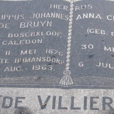 VILLIERS Philippus Johannes De Bruyn, de 1876-1963 &amp; Anna Christina DE WET 1877-1970