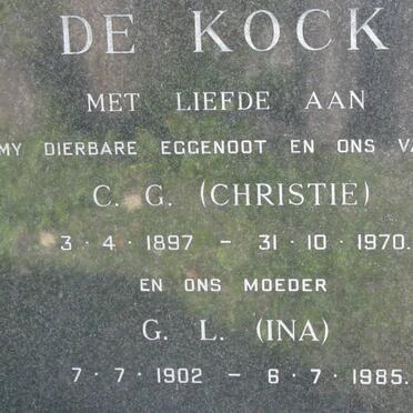 KOCK C.G., de 1897-1970 &amp; G.L. 1902-1985
