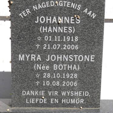 NIEKERK Johannes, van 1918-2006 :: JOHNSTONE Myra nee BOTHA 1928-2006