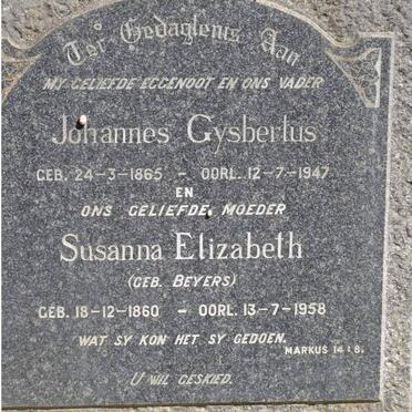 NIEKERK Johannes Gysbertus, van 1865-1947 &amp; Susanna Elizabeth BEYERS 1860-1958