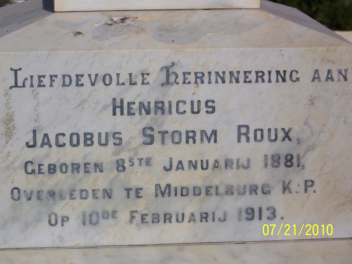 ROUX Henricus Jacobus Storm 1881-1913