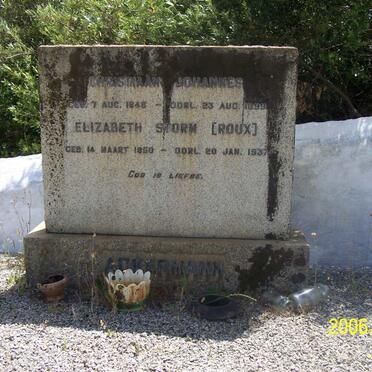 ACKERMANN Christiaan Johannes 1846-1899 &amp; Elizabeth Storm ROUX 1850-1937