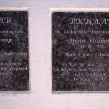 PIENAAR Hester Elizabeth nee DE WIT 1908 - 2001