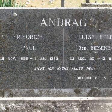 ANDRAG Heinrich Paul 1896-1970 &amp; Luise Helene BIESENBACH 1901-1968