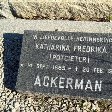 ACKERMAN Katharina Fredrika nee POTGIETER 1885-1958