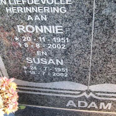 ADAM Ronnie 1951-2002 &amp; Susan 1951-2002