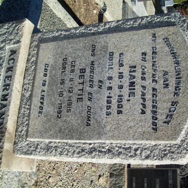 ACKERMANN Manie 1905-1955 &amp; Bettie 1915-1992