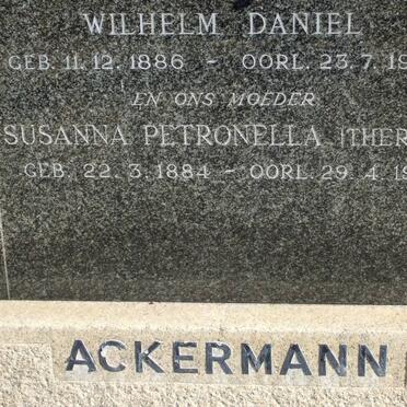 ACKERMANN Wilhelm Daniel 1886-1960 &amp; Susanna Petronella THERON 1884-1971
