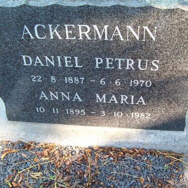 ACKERMANN Daniel Petrus 1887-1970 &amp; Anna Maria 1895-1982