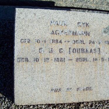 ACKERMANN Paul Ryk 1884-1955 :: ACKERMANN C.J.C. 1881-1975