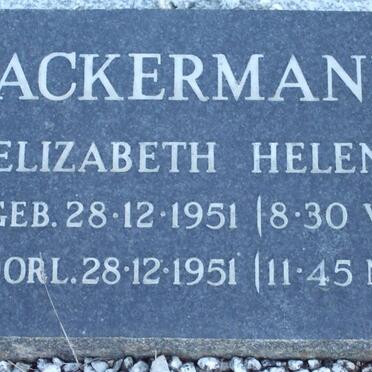 ACKERMANN Elizabeth Helena 1951-1951