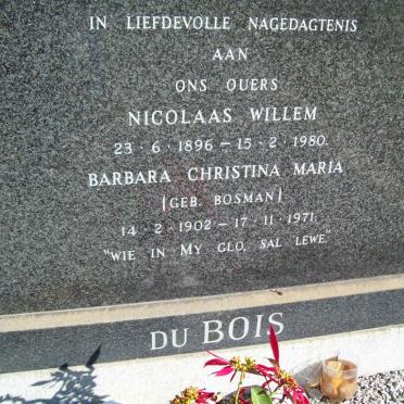 BOIS Nicolaas Willem, du 1896-1980 &amp; Barbara Christina Maria BOSMAN 1902-1971