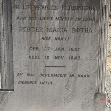 BOTHA Hester Maria nee KRIEL 1857-1943
