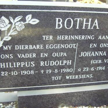 BOTHA Philippus Rudolph 1908-1980 &amp; Johanna Catharina VILJOEN 1914-1986