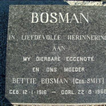 BOSMAN Bettie nee SMIT 1916-1968
