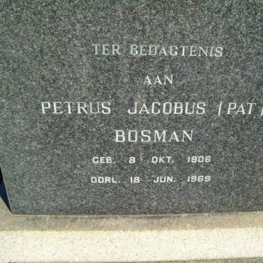 BOSMAN Petrus Jacobus 1906-1969