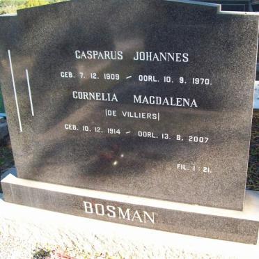 BOSMAN Capsarus Johannes 1909-1970 &amp; Cornelia Magdalena DE VILLIERS 1914-2007