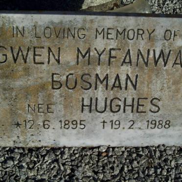 BOSMAN Gwen Myfanway nee HUGHES 1895-1988