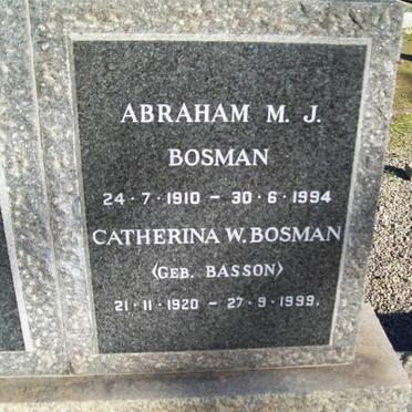 BOSMAN Abraham M.J. 1910-1994 :: BOSMAN Catherina W. nee BASSON 1920-1999