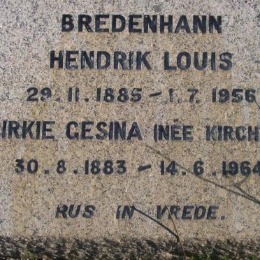 BREDENHANN Hendrik Louis 1885-1956 &amp; Dirkie Gesina KIRCHNER 1883-1964