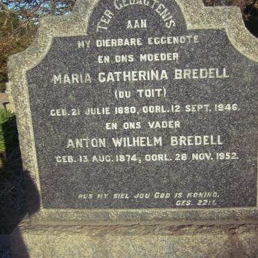 BREDELL Anton Wilhelm 1874-1952 &amp; Maria Catherina DU TOIT 1880-1946
