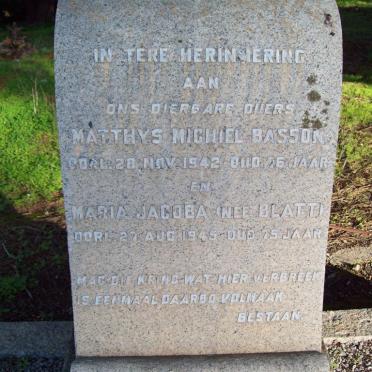 BASSON Matthys Michiel -1942 &amp; Maria Jacoba BLATT -1945