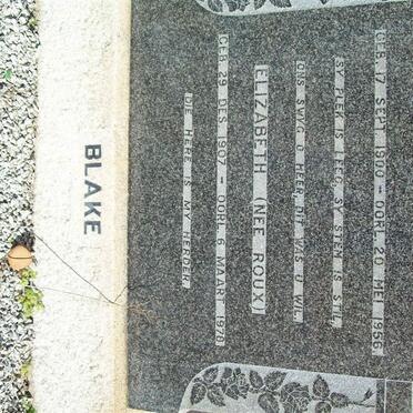 BLAKE Andries Christoffel v.d. Byl 1900-1956 &amp; Elizabeth ROUX 1907-1978