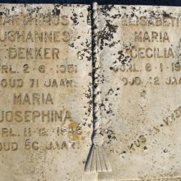 BEKKER Marthinus Johannes -1951 &amp; Maria Josephina -1945 :: BEKKER Elizabeth Maria Cecilia -1922