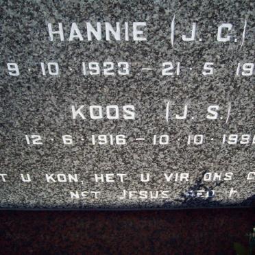BEUKES J.S. 1916-1996 &amp; J.C. 1923-1995