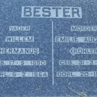 BESTER Willem Hermanus 1890-1964 &amp; Emilie Augusta KOHLER 1899-1959