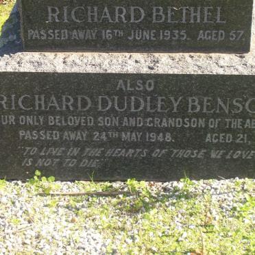 BETHEL Richard -1935 :: BENSON Richard Dudley -1948