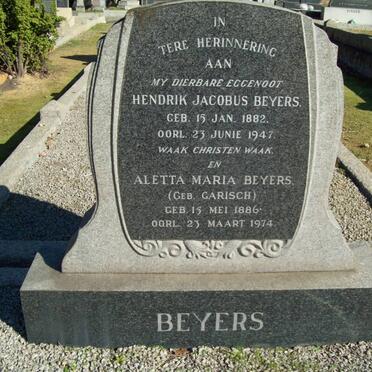 BEYERS Hendrik Jacobus 1882-1947 &amp; Aletta Maria CARISCH 1886-1974