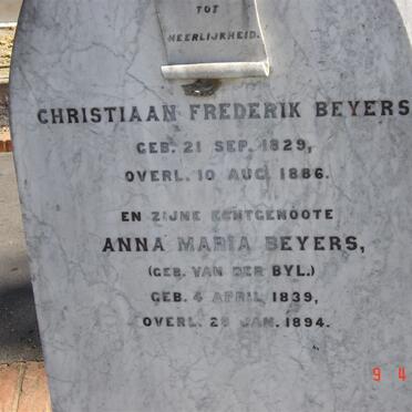 BEYERS Christiaan Frederik 1829-1886 &amp; Anna Maria VAN DER BYL 1839-1894
