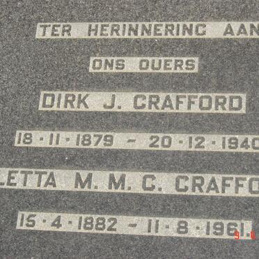 CRAFFORD Dirk J. 1879-1940 &amp; Aletta M.M.C. 1882-1961