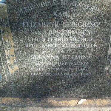 COPPENHAGEN Elizabeth Leisching, van 1877-1946 :: VAN COPPENHAGEN Susanna Helmina 1886-1947