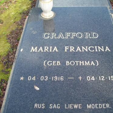CRAFFORD Maria Francina nee BOTHMA 1916-1985
