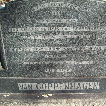 COPPENHAGEN Jan Willem Petrus, van 18??-1917 &amp; Johanna Maria Brink LEISCHING 1850-1942