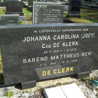 CLERK Barend Mattheus, de 1903-1999 &amp; Johanna Carolina de KLERK 1913-1972