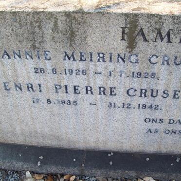 CRUSE Sannie Meiring 1926-1928 :: CRUSE Henri Pierre 1935-1942