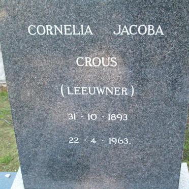 CROUS Cornelia Jacoba nee LEEUWNER 1893-1963