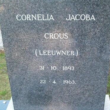 CROUS Cornelia Jacoba nee LEEUWNER 1893-1963