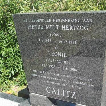 CALITZ Pieter Melt Hertog 1916-1972 &amp; Leonie ACKERMANN 1923-2004