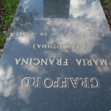 CRAFFORD Maria Francina nee BOTHMA 1916-1985