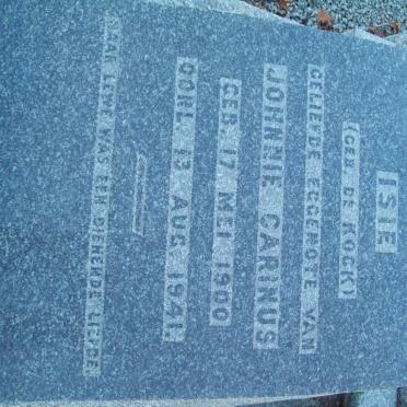 CARINUS Isie nee DE KOCK 1900-1941